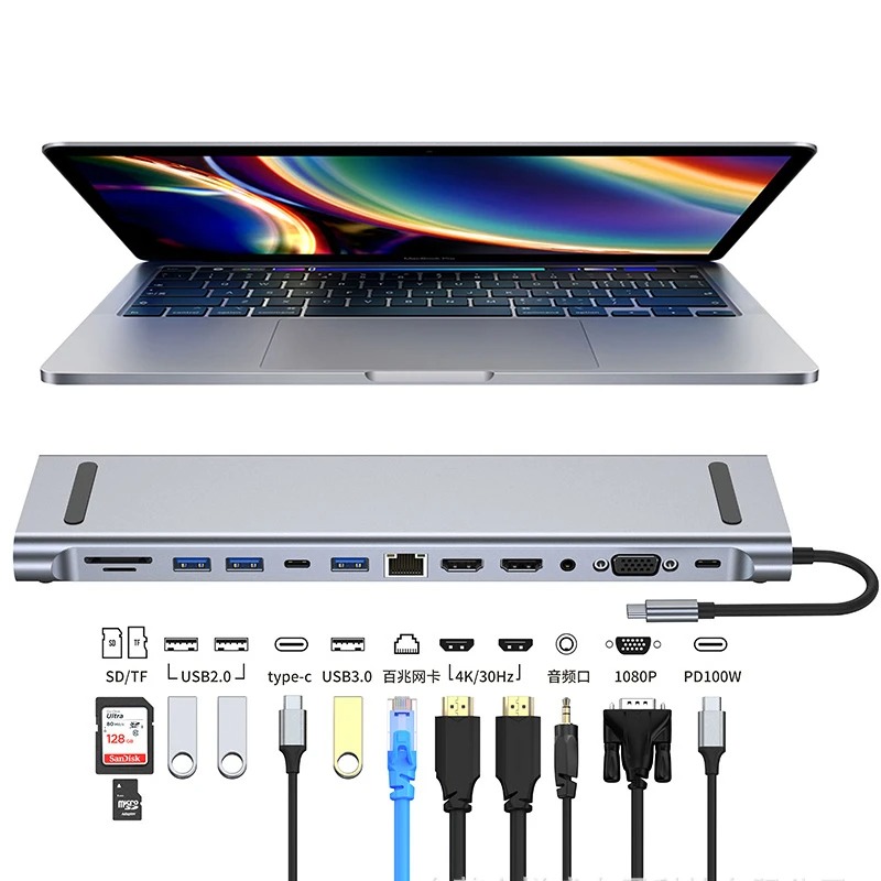USB C 3.0 HUB Type C to Multi  - 4 Hdmi Multi Monitor Video Card 4K recension och pris